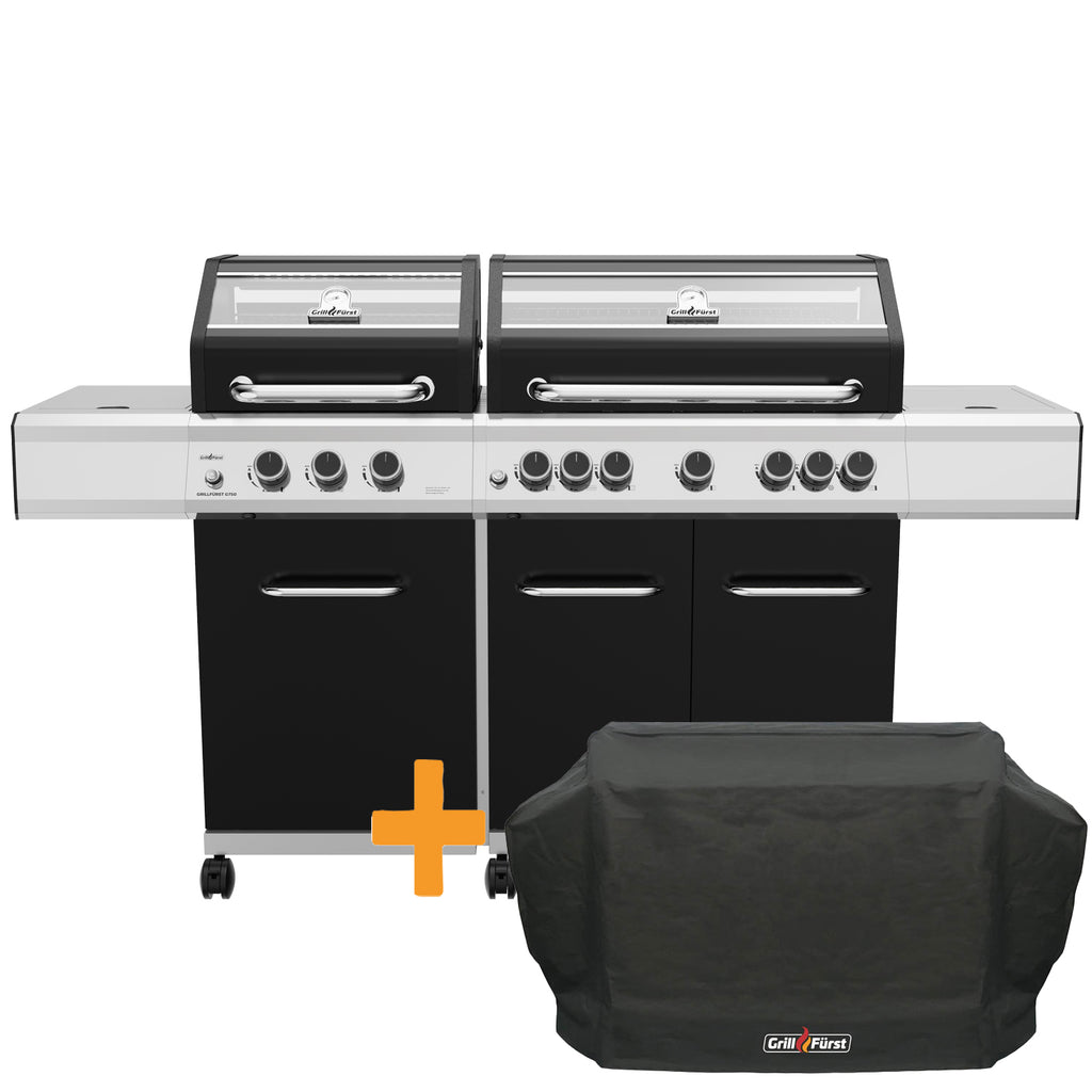 Gassgrill G750G 7 brennere dobbelt grillkammer støpejernsrist forfra
