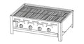Gassgrill gastro 4 brennere med forkrommet rist 76 cm forfra