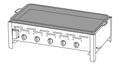 Gassgrill gastro 5 brennere med stålpanne 92,5 cm forfra