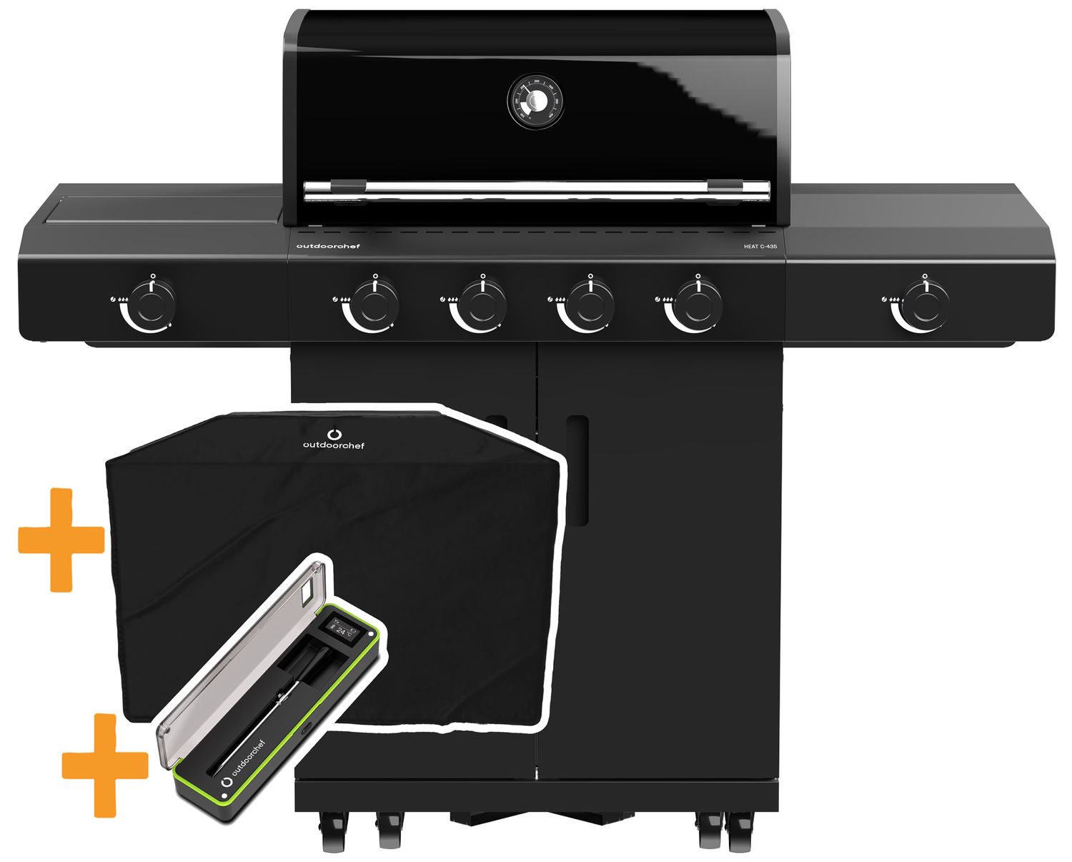 Gassgrill HEAT C-435 RB 4 brennere Blazing Zone med grilltrekk front