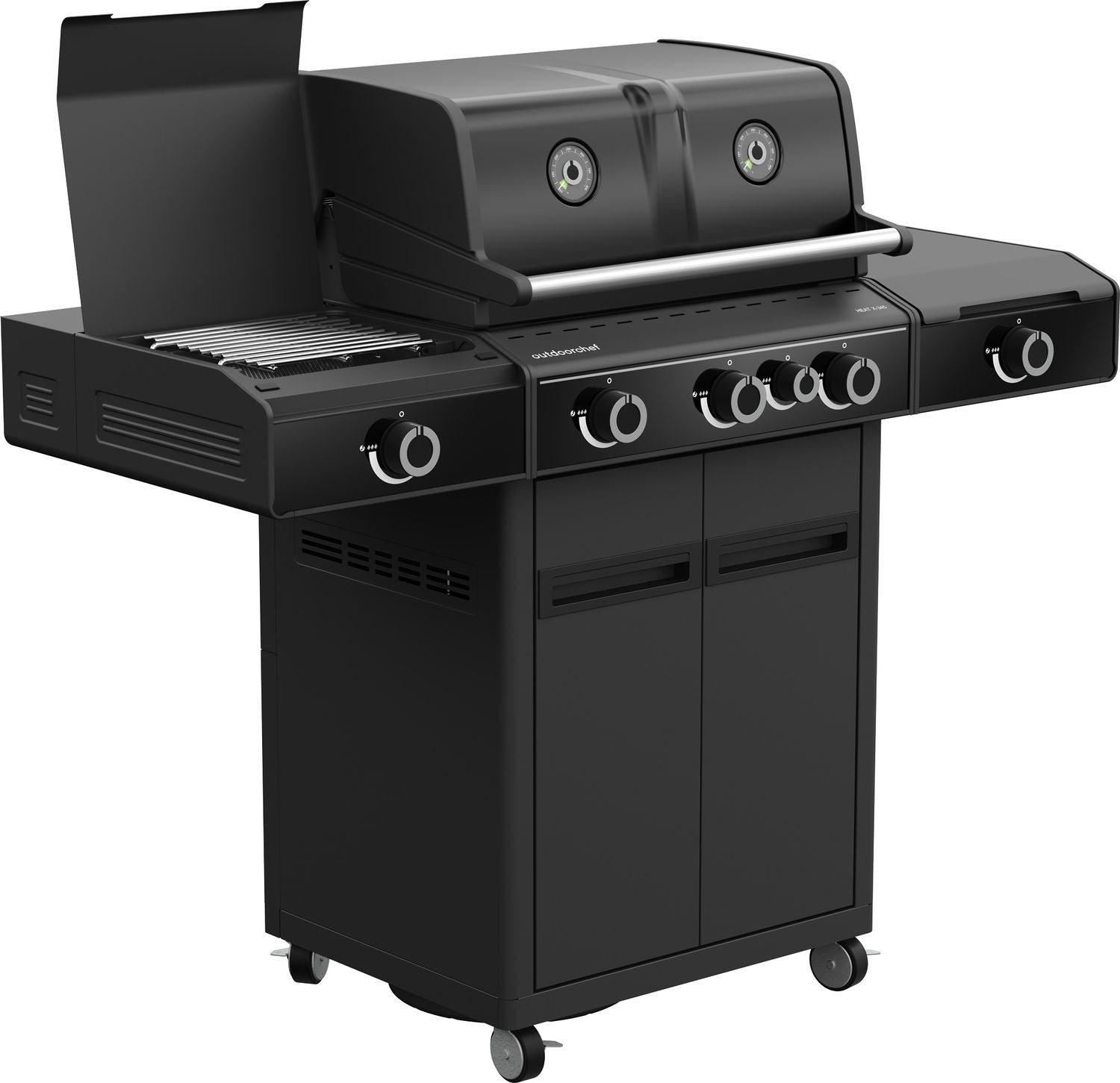 Oversikt over hele Gassgrill HEAT X-345 RB 3 brennere med bakbrenner