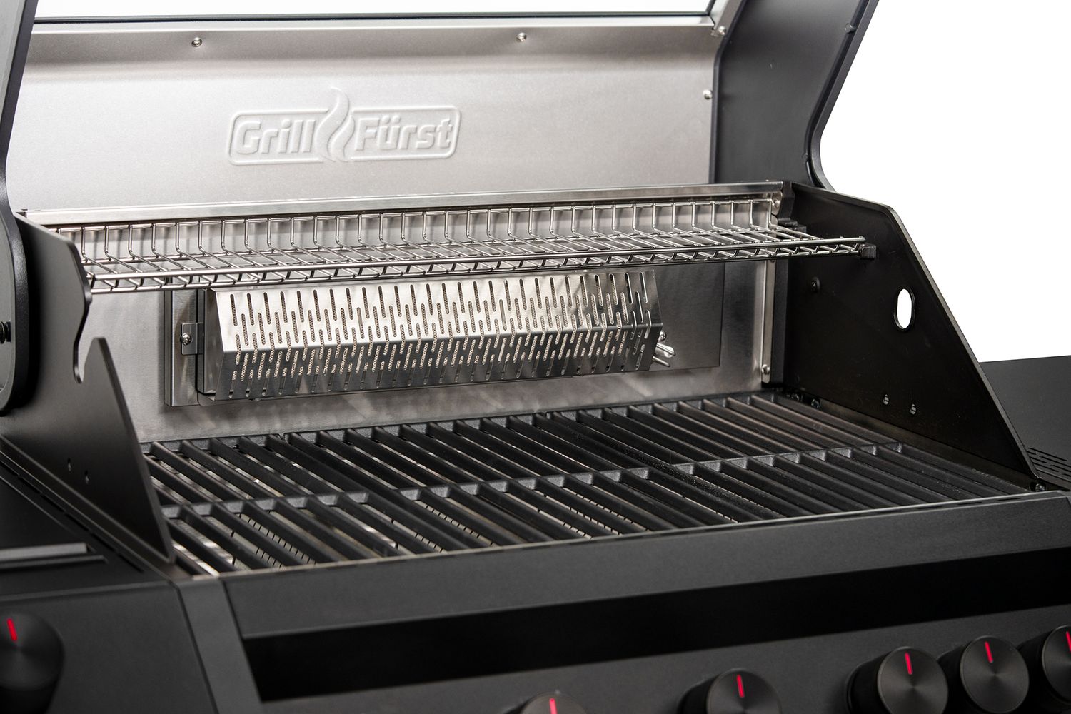 Sidebord med infrarotbrennere på Gassgrill Independence P830G dobbelt kammer 8 brennere