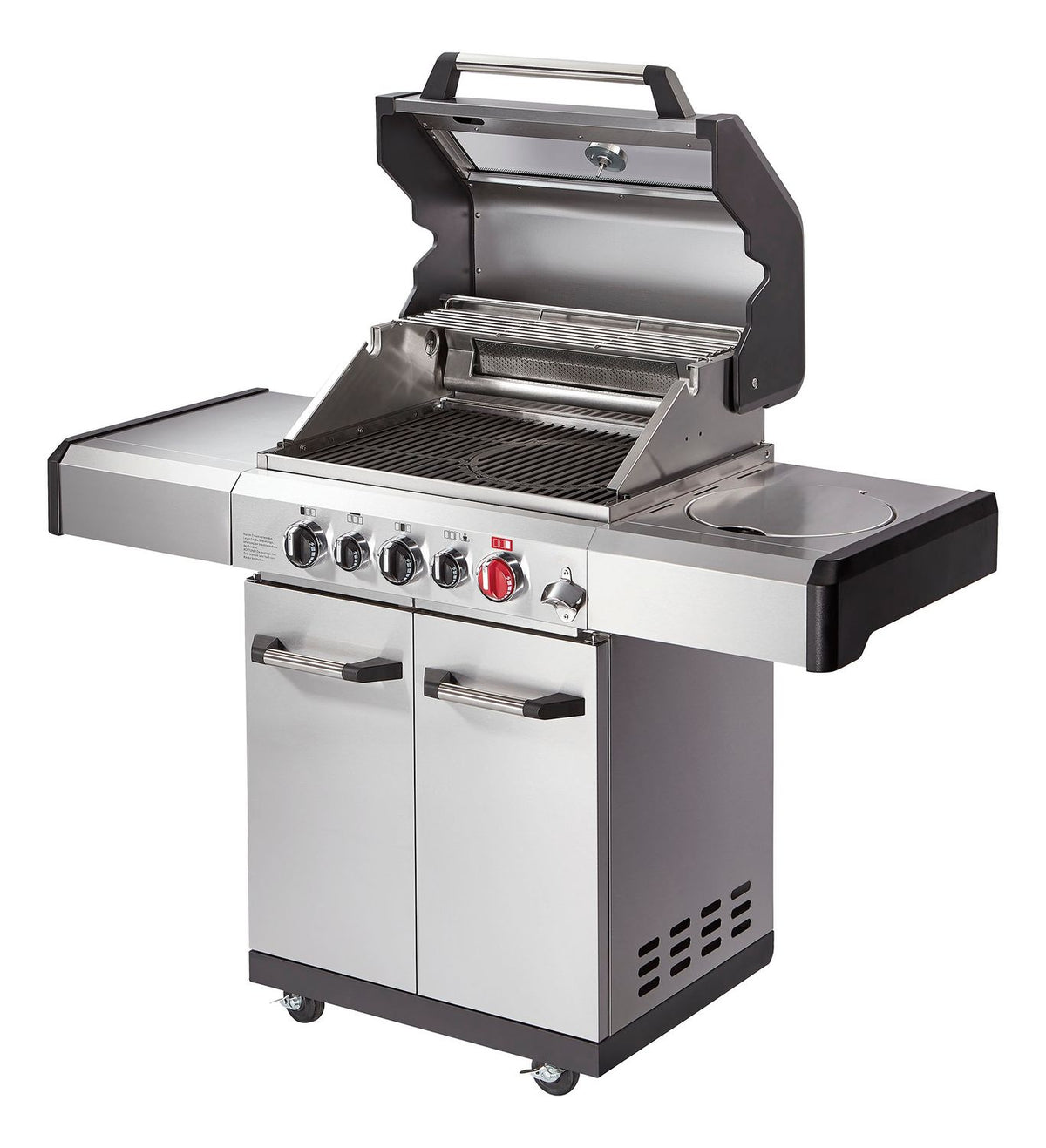 Bakside av Gassgrill Kansas II Pro 3 SIK Turbo 3 brennere støpejern