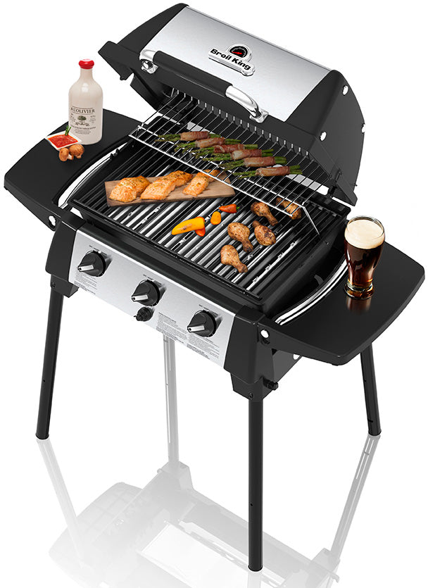 Gassgrill Porta Chef 320 portabel 3 brennere støpejern montert og klar til bruk