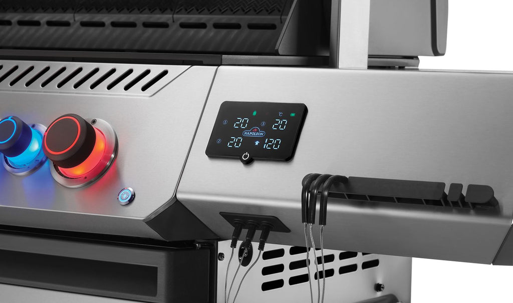 Detalj av kontrollpanel på Gassgrill Prestige 665 Connected rustfritt stål