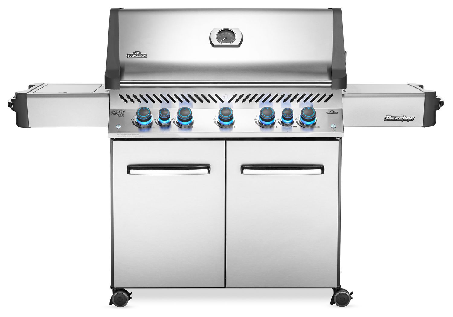 Gassgrill Prestige 665 rustfritt stål 5 brennere Sizzle Zone 2025 - Napoleon forfra