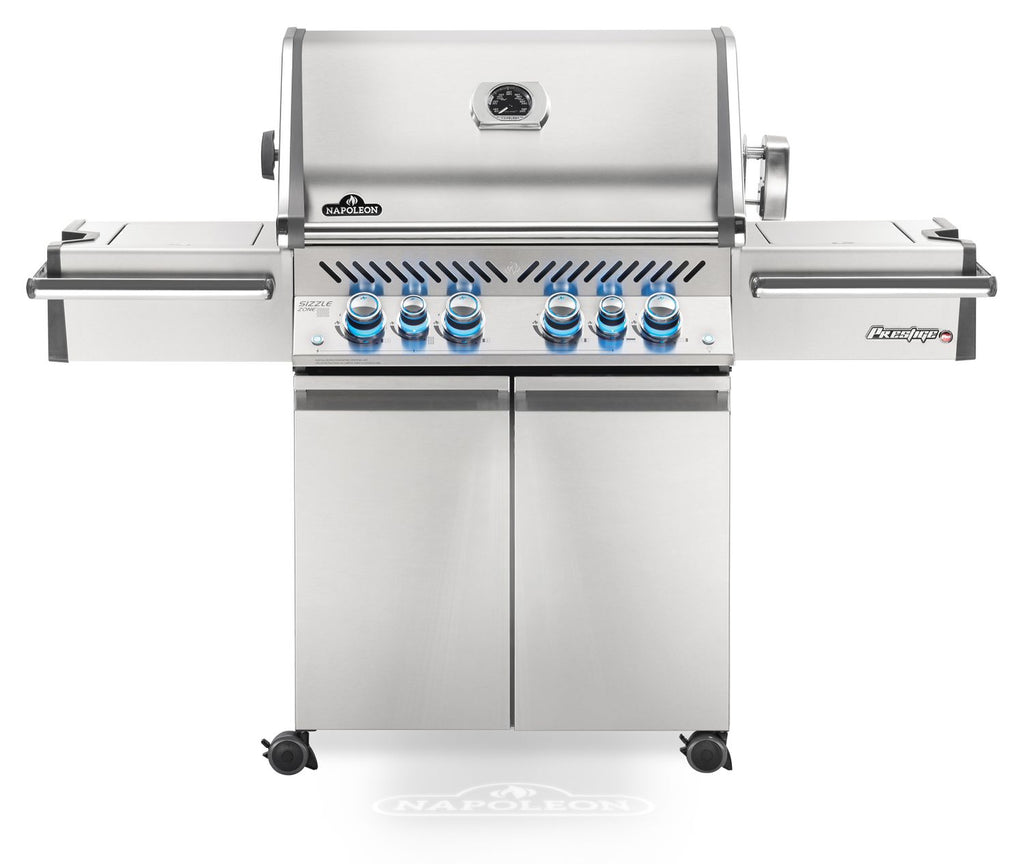 Gassgrill Prestige PRO 500 rustfritt stål med dreiespidd forfra