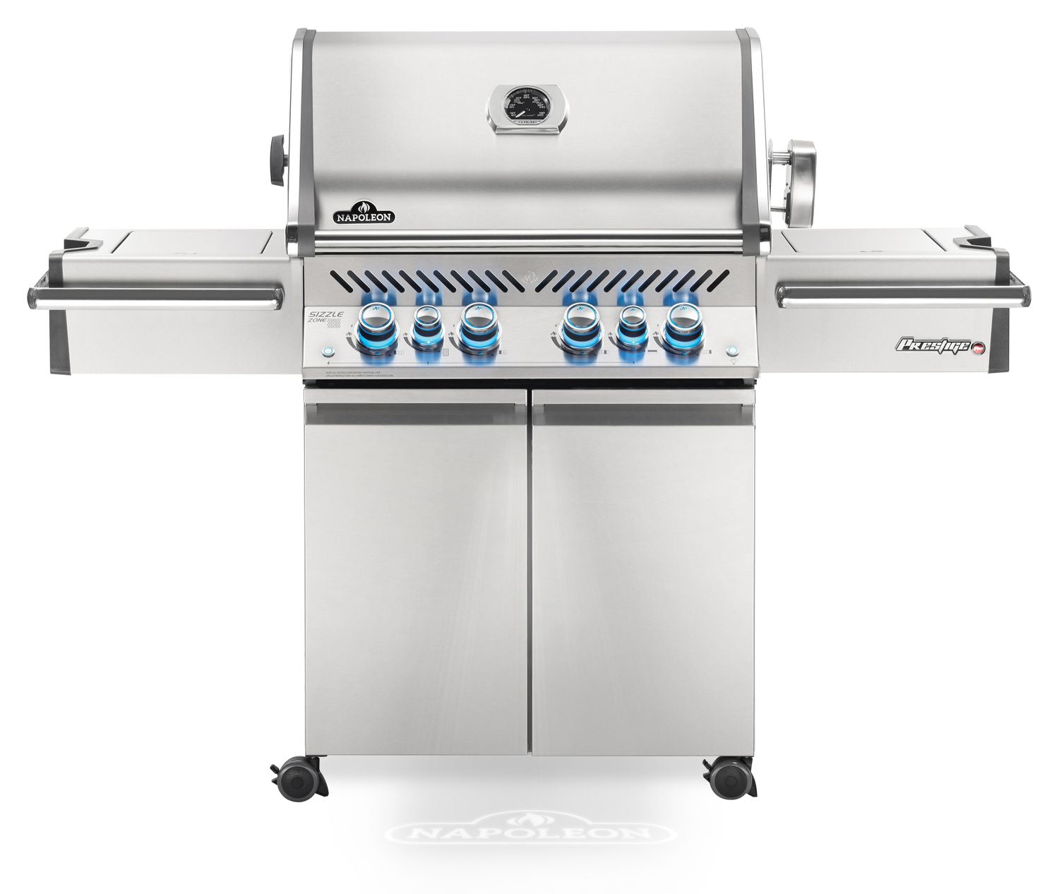 Gassgrill Prestige PRO 500 rustfritt stål med dreiespidd forfra