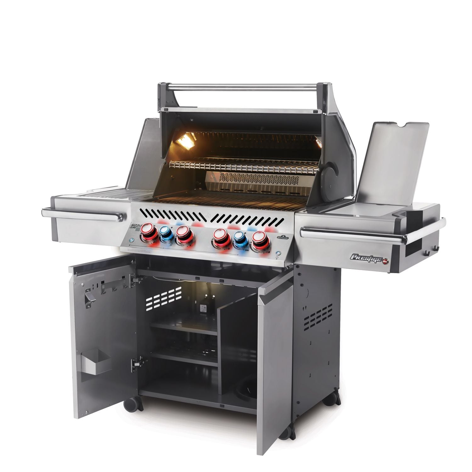 Nærbilde av kontrollpanel på Gassgrill Prestige PRO 500 rustfritt stål med dreiespidd