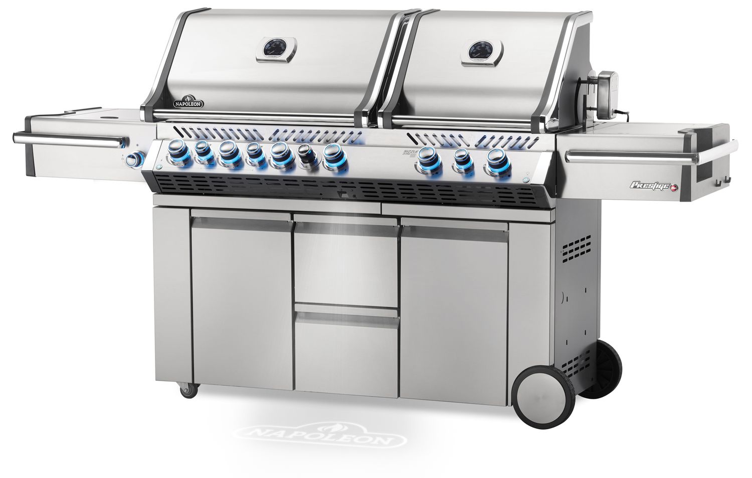 Nærbilde av kontrollpanel med belyste brytere på Gassgrill Prestige PRO 825