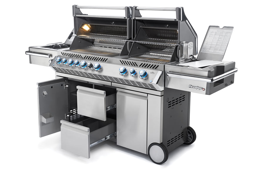 Sidebrenner med støpejernsrister på Gassgrill Prestige PRO 825