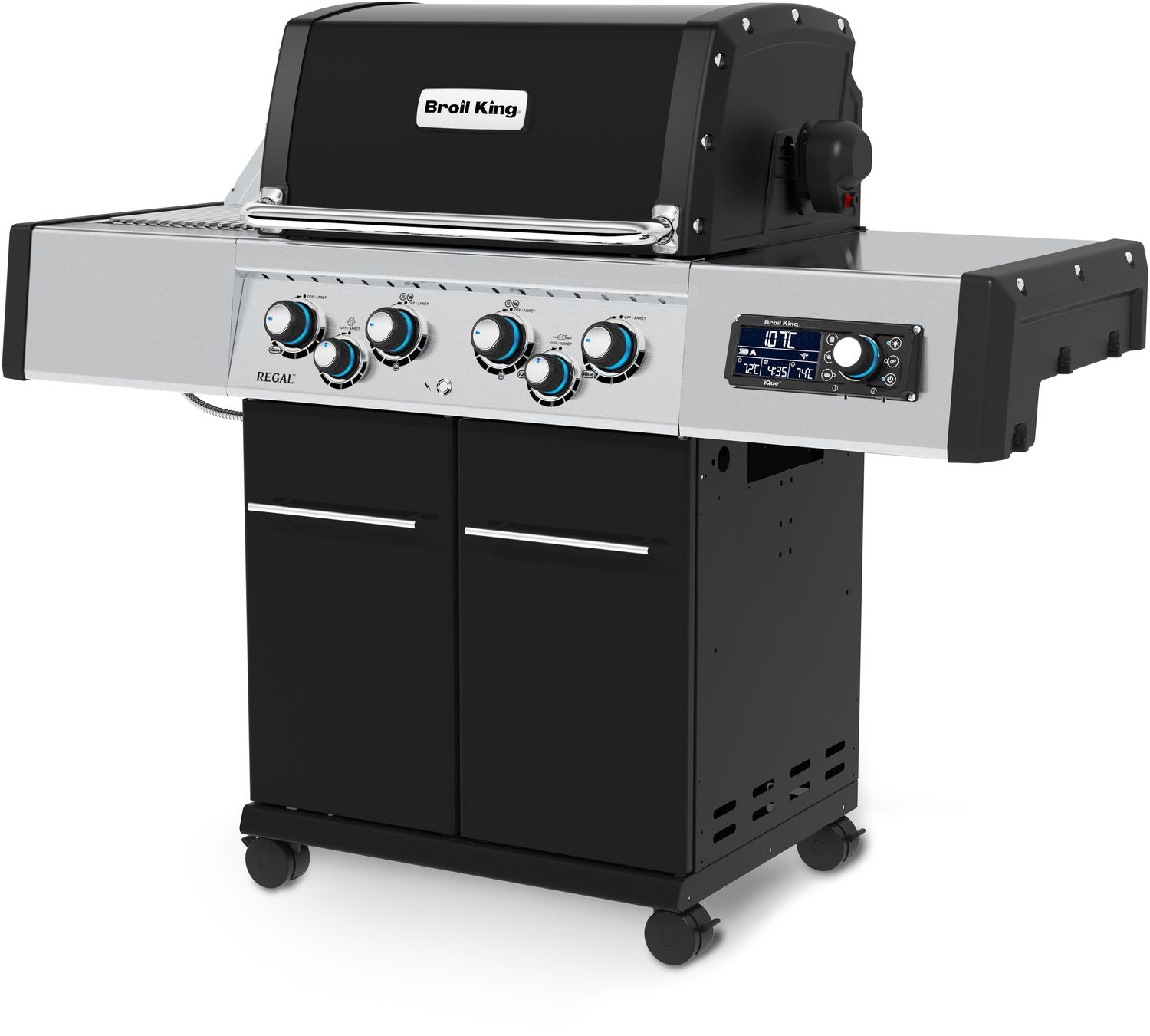 Gassgrill Regal Q 490 IR Smart Grill iQue med åpnet lokk og belysning