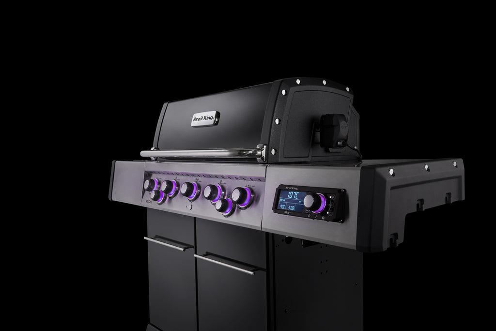 LED-belysning på kontrollknapper på Gassgrill Regal Q 590 IR Smart Grill med iQue 5 brennere