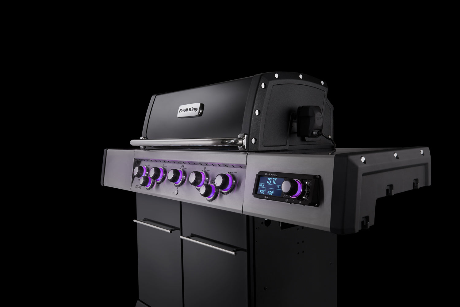 LED-belysning på kontrollknapper på Gassgrill Regal Q 590 IR Smart Grill med iQue 5 brennere