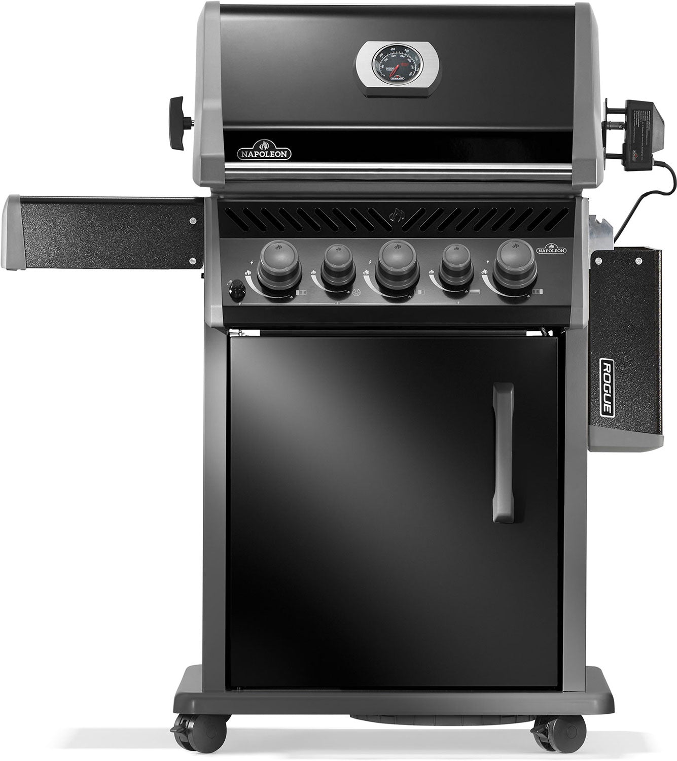 Gassgrill Rogue 425 all black med sidebrenner og bakbrenner bakside