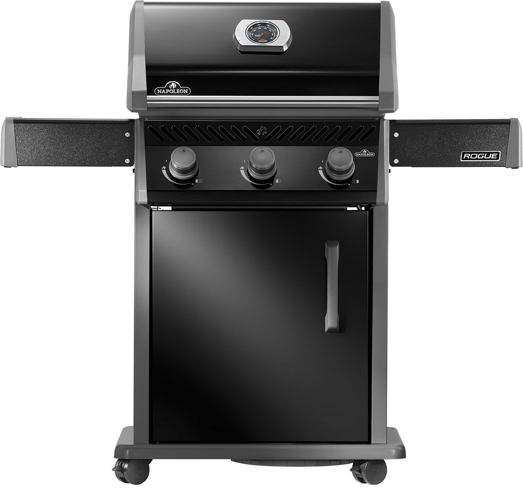 Gassgrill Rogue 425 all black 3 brennere støpejernsrist front