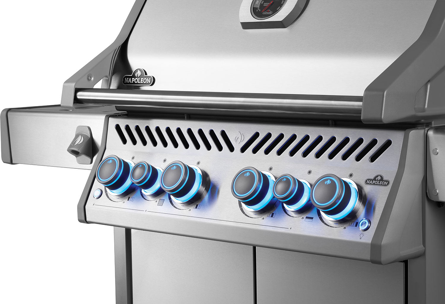 Sidebrenner med rustfri rist på Gassgrill Rogue PRO-S 525 rustfritt stål Sizzle Zone Napoleon