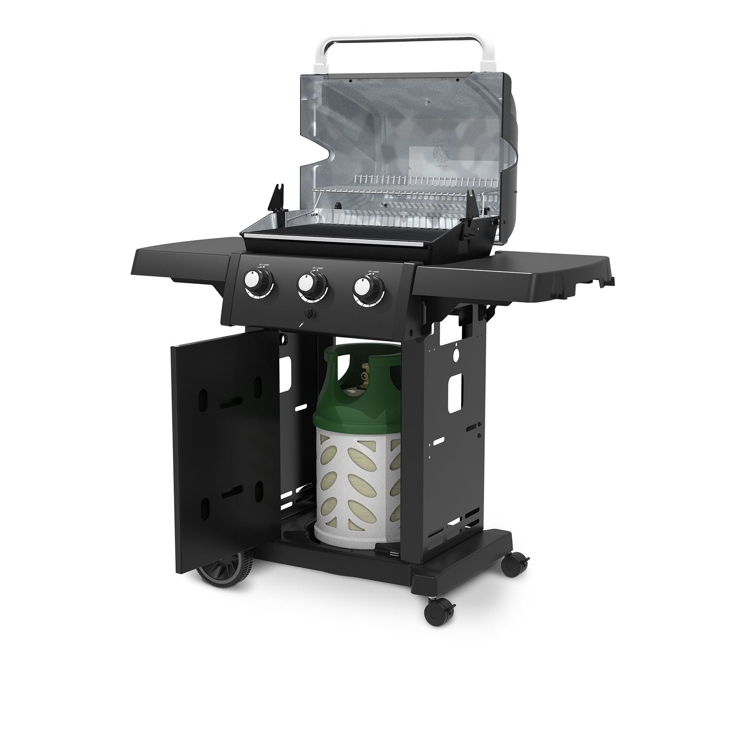 Gassgrill Royal 320 Shadow 3 brennere støpejernsrist montert i hage