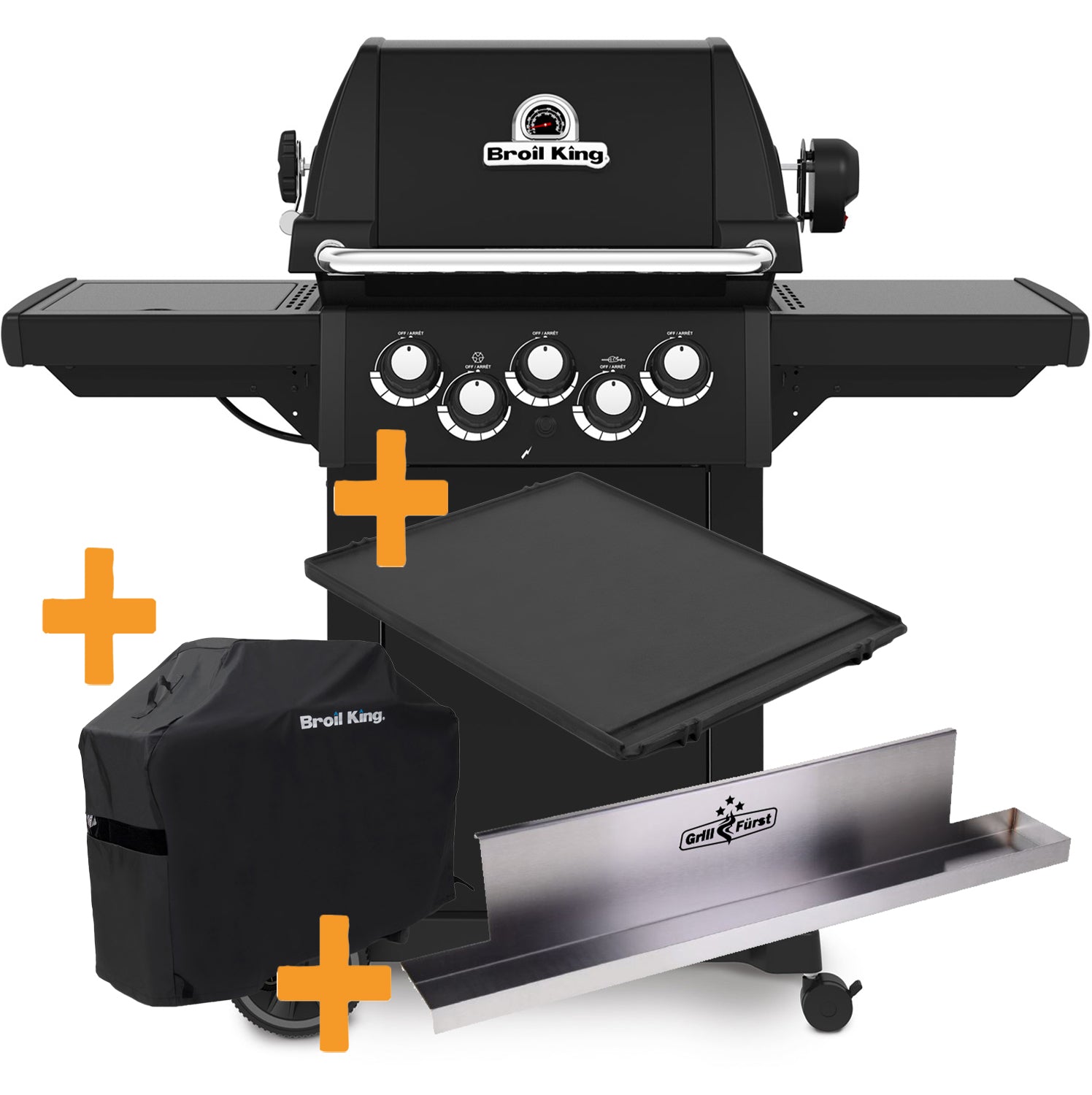 Gassgrill Royal 390 Shadow med grilltrekk forfra