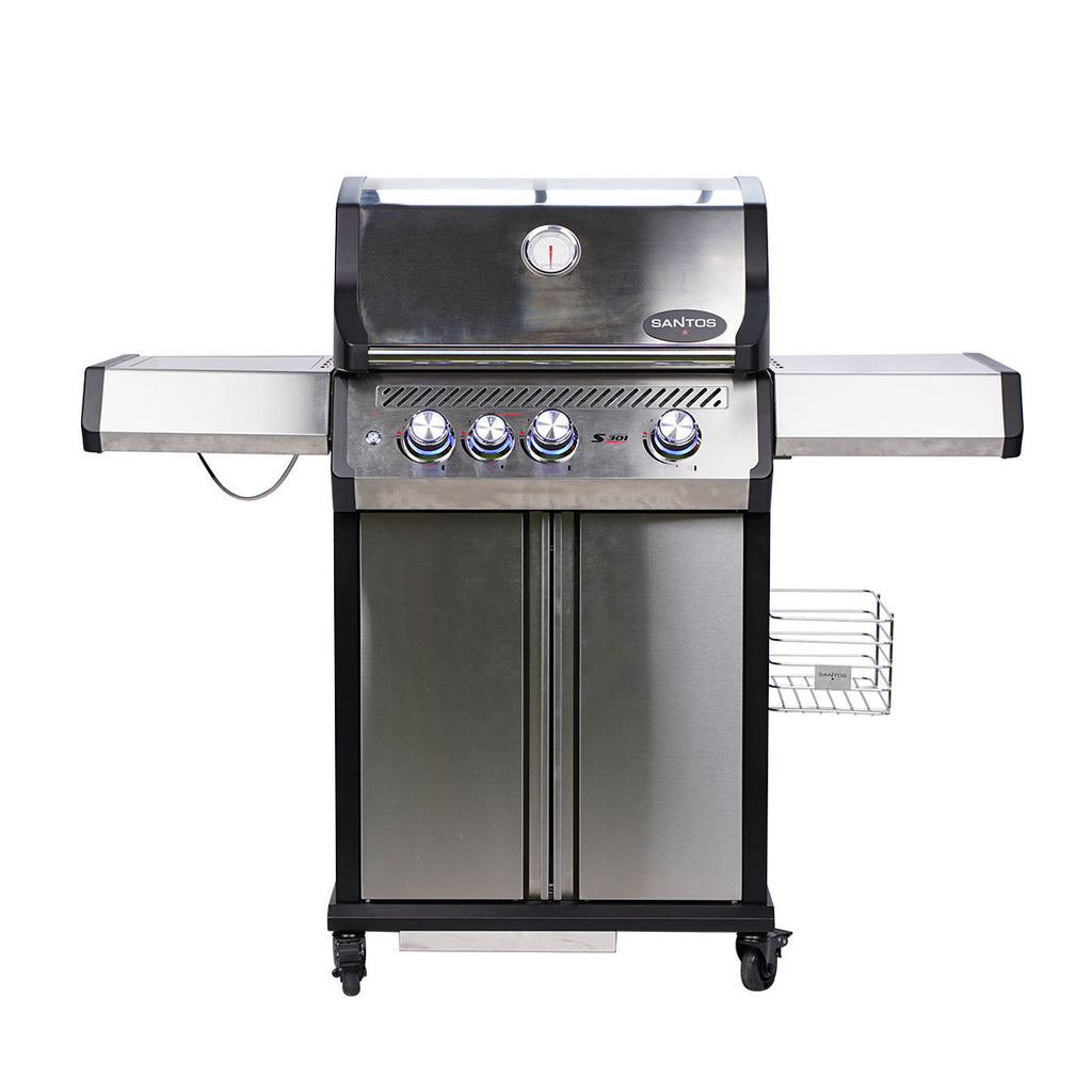 Gassgrill S-301 Pro rustfritt stål 3 brennere sidebrenner sett fra siden