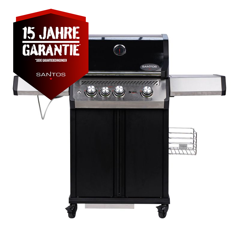 Gassgrill S-301 Pro svart 3 brennere sidebrenner forfra