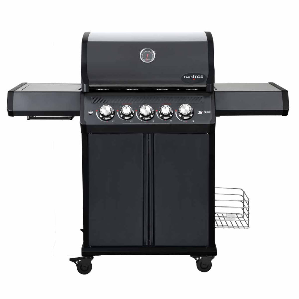 Gassgrill S-318 Pro All Black sidebrenner bakbrenner bundle - SANTOS detalj av brennere