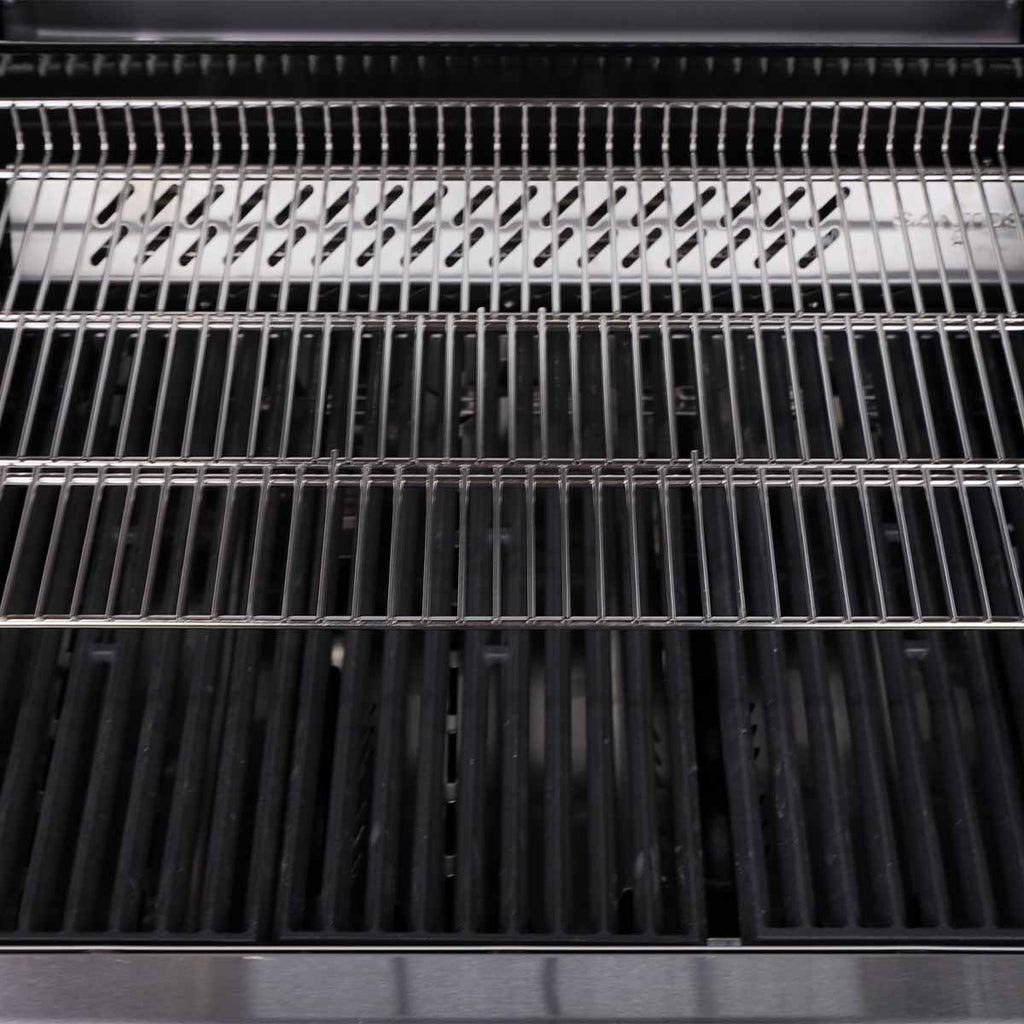 Hjul under Gassgrill S-318 Pro rustfritt stål 3 brennere bakbrenner for enkel mobilitet