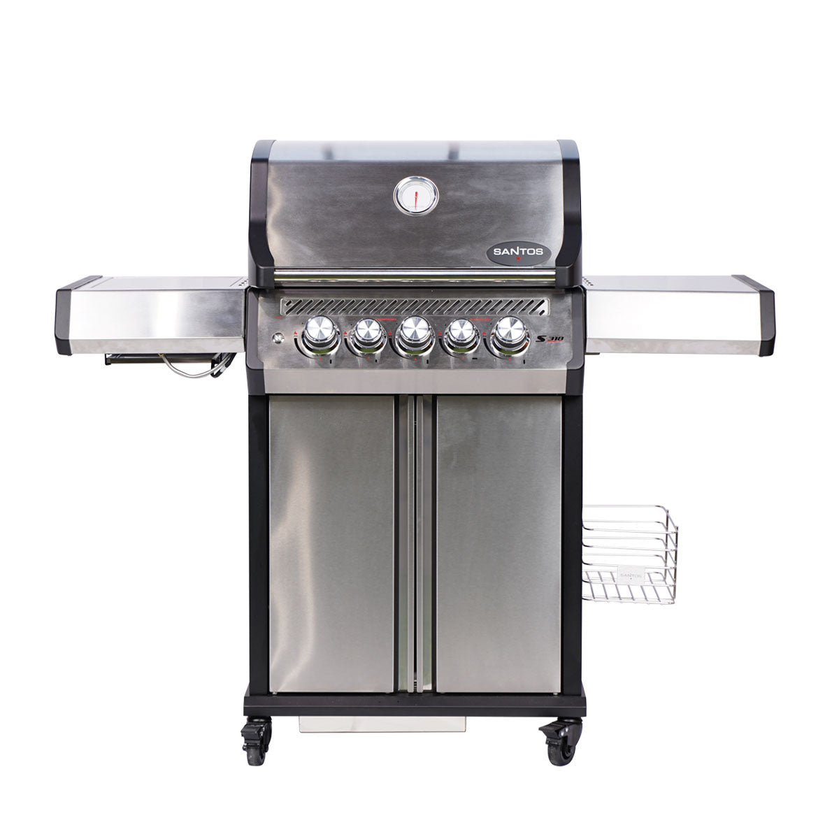 Gassgrill S-318 Pro rustfritt stål 3 brennere bakbrenner forfra