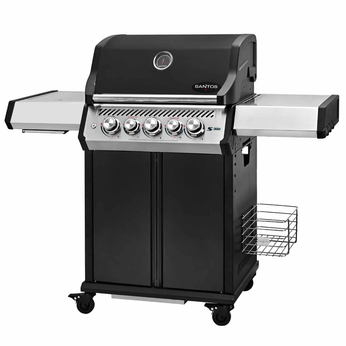 Gassgrill S-318 Pro svart sidebrenner bakbrenner bundle nærbilde av grillrist
