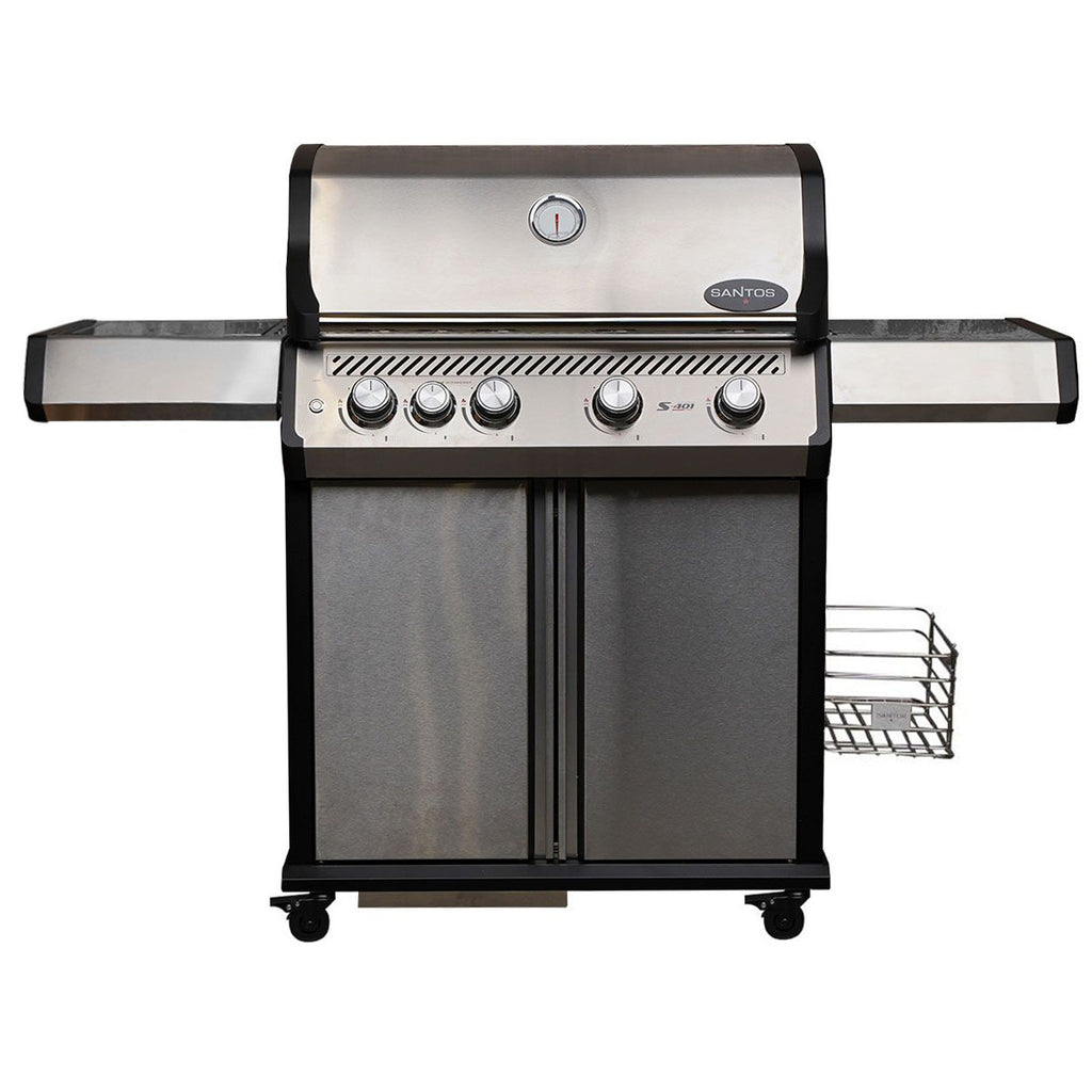 Detalj av Gassgrill S-401 Pro rustfritt stål 4 brennere sidebrenner brytere