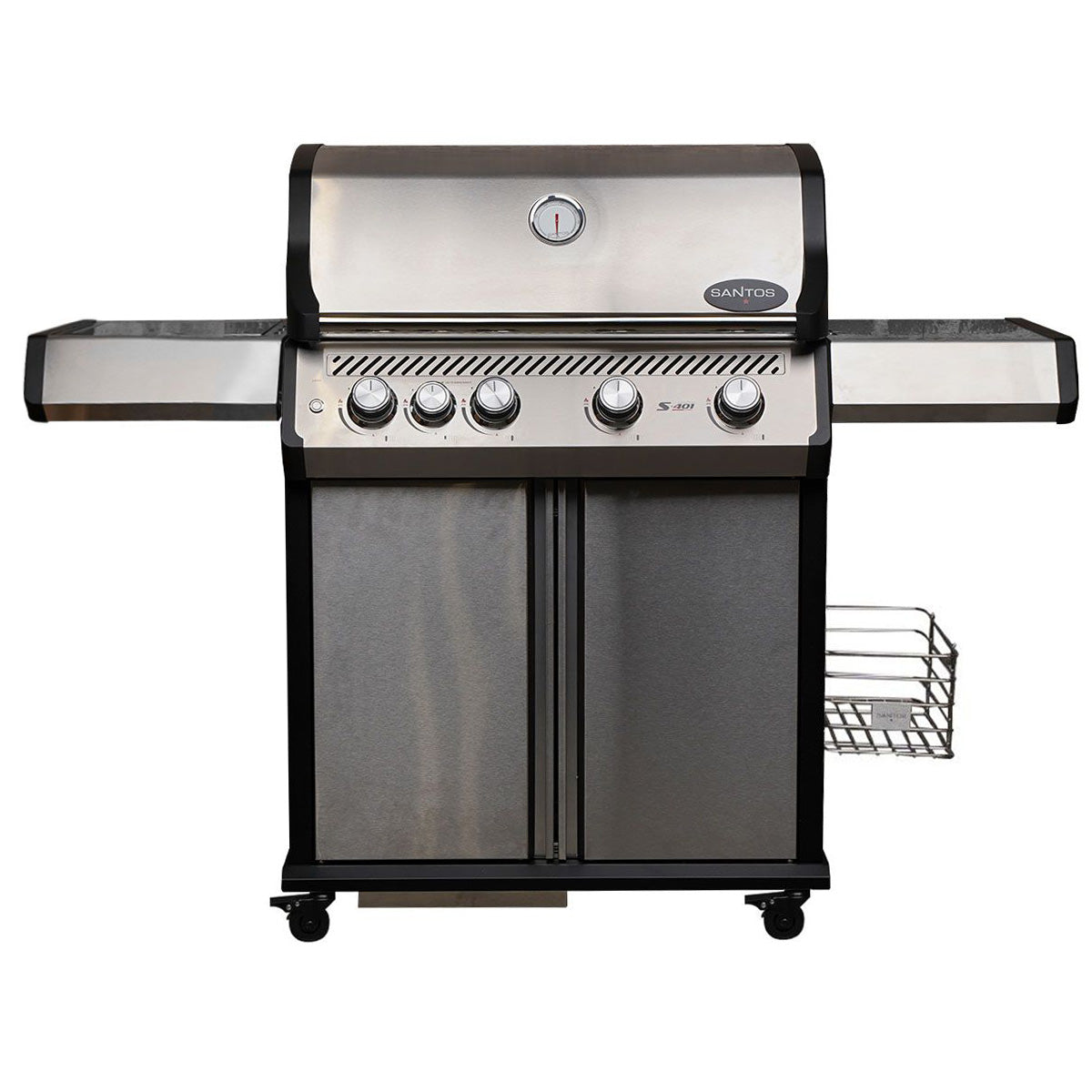 Detalj av Gassgrill S-401 Pro rustfritt stål 4 brennere sidebrenner brytere