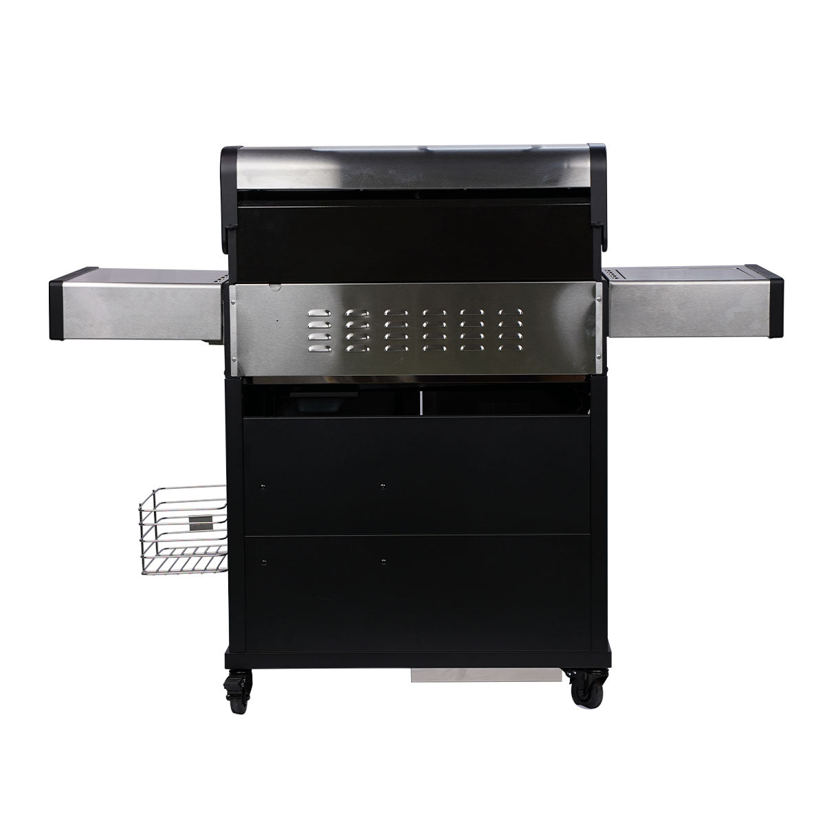 Nærbilde av grillrist og sidebrenner på Gassgrill S-401 Pro rustfritt stål 4 brennere sidebrenner
