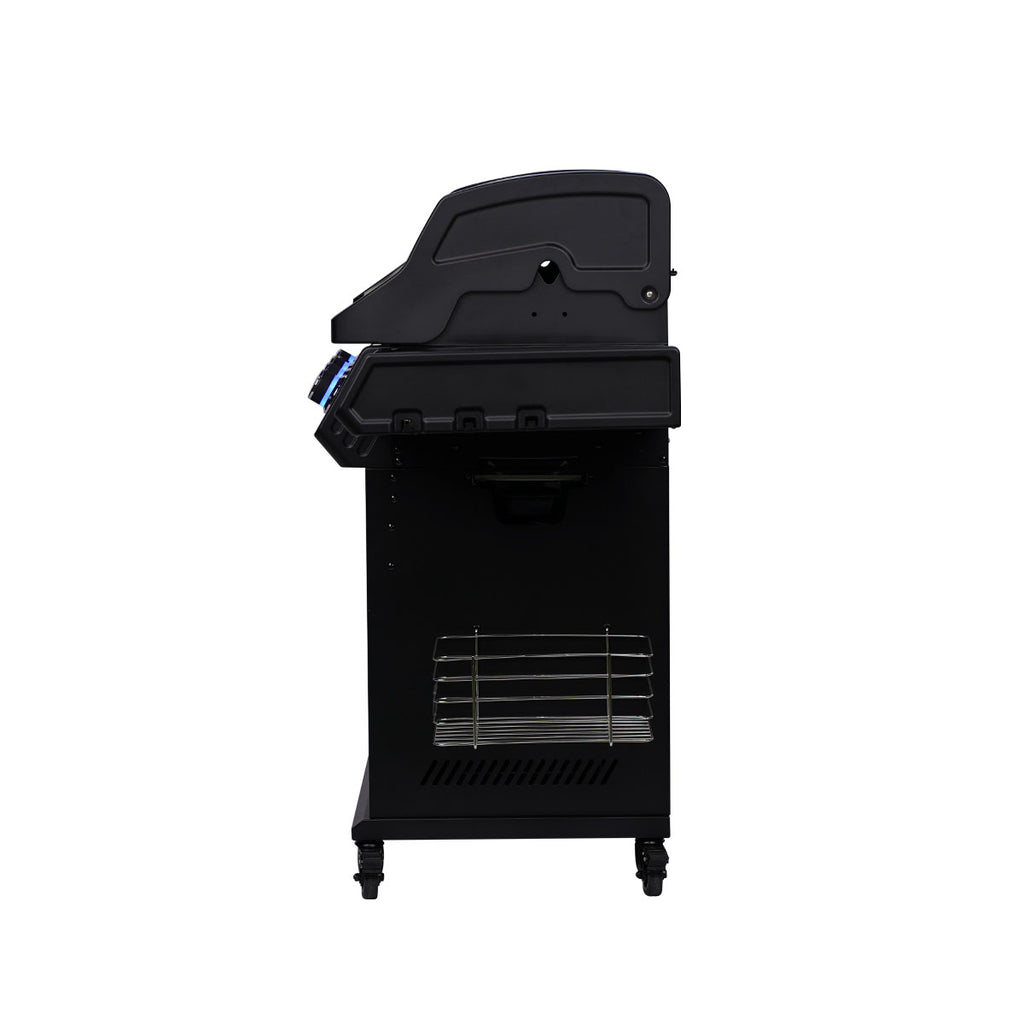 Gassgrill S-401 Pro rustfritt stål 4 brennere sidebrenner komplett oversikt