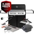 Gassgrill S-418 Pro svart med sidebrenner og bakbrenner bundle forfra