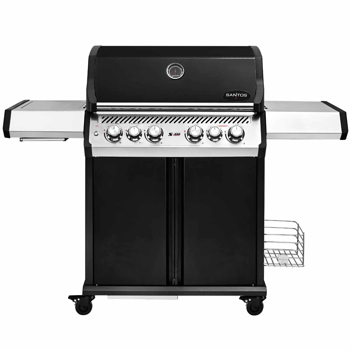 Detalj av knapper på Gassgrill S-418 Pro svart med sidebrenner og bakbrenner bundle