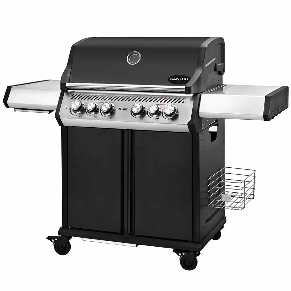 Montert Gassgrill S-418 Pro svart med sidebrenner og bakbrenner bundle utendørs
