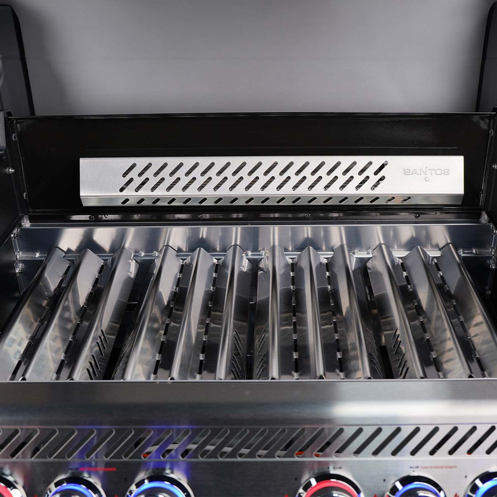 Gassgrill S-418 Pro svart med sidebrenner og bakbrenner bundle hjul for mobilitet