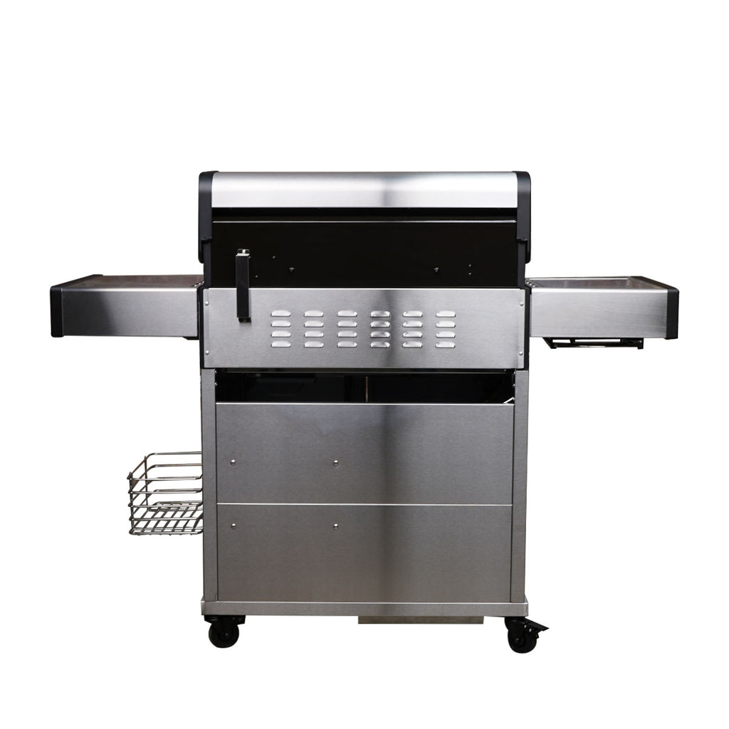 Detalj av rustfritt stål på Gassgrill S-418 Pro TST