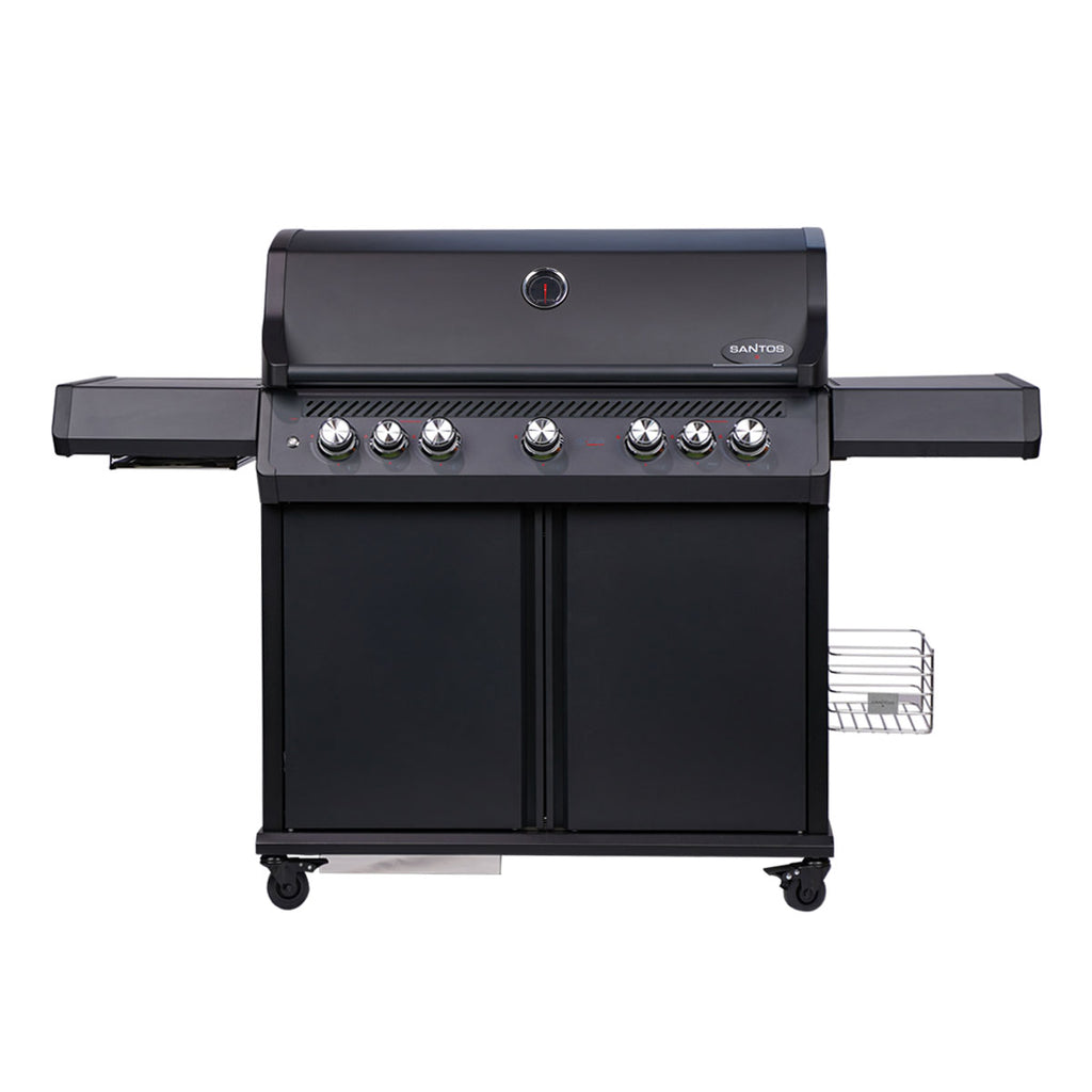 Gassgrill S-518 PRO All Black 5 brennere sidebrenner bakbrenner - SANTOS bakside