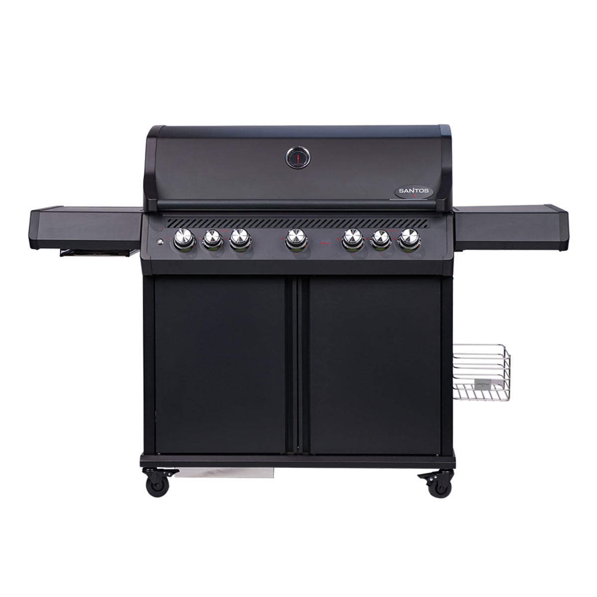 Gassgrill S-518 PRO All Black 5 brennere sidebrenner bakbrenner - SANTOS bakside