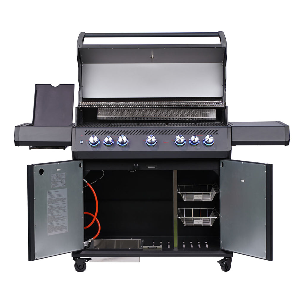 Gassgrill S-518 PRO All Black 5 brennere sidebrenner bakbrenner - SANTOS