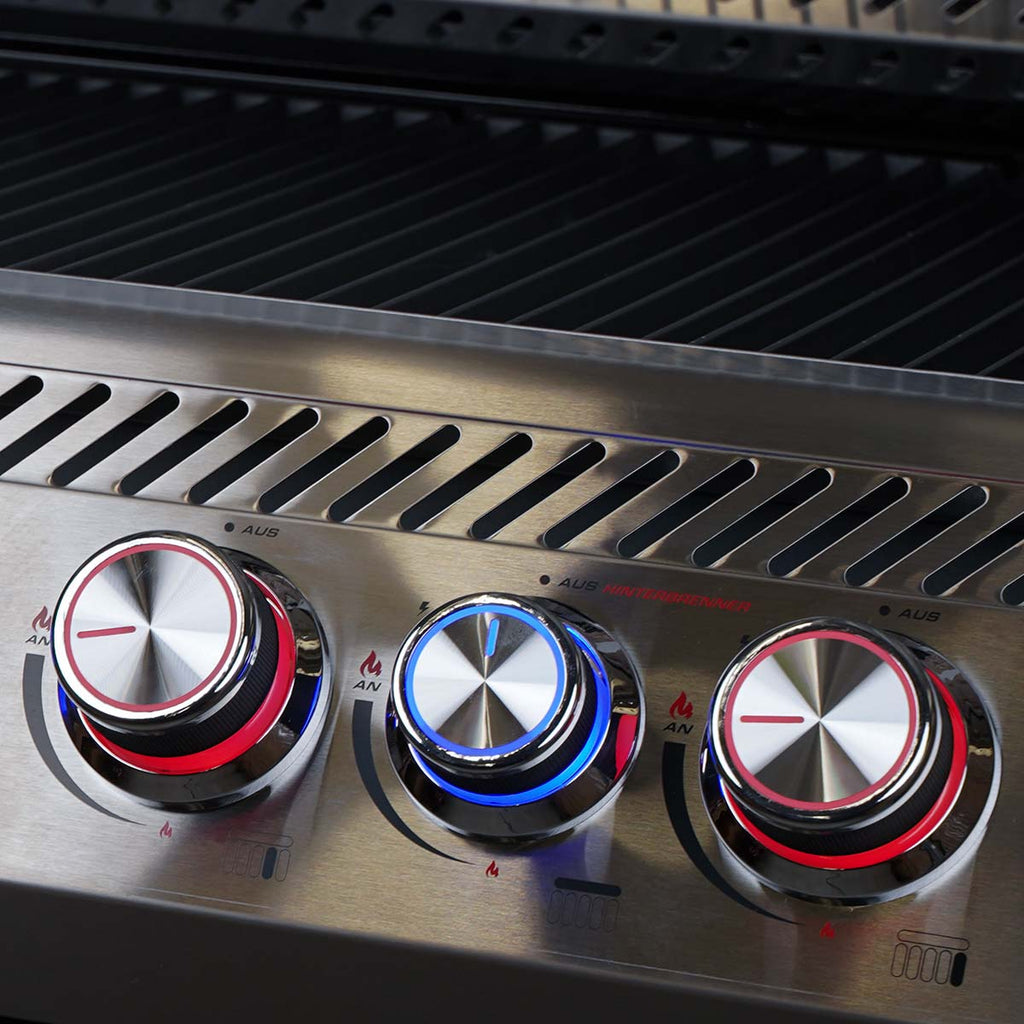 Gassgrill S-518 Pro rustfritt stål 5 brennere bakbrenner detalj av brennere