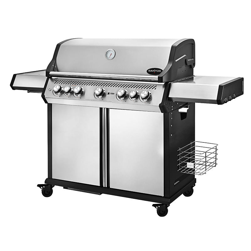Montert Gassgrill S-518 Pro rustfritt stål 5 brennere bakbrenner
