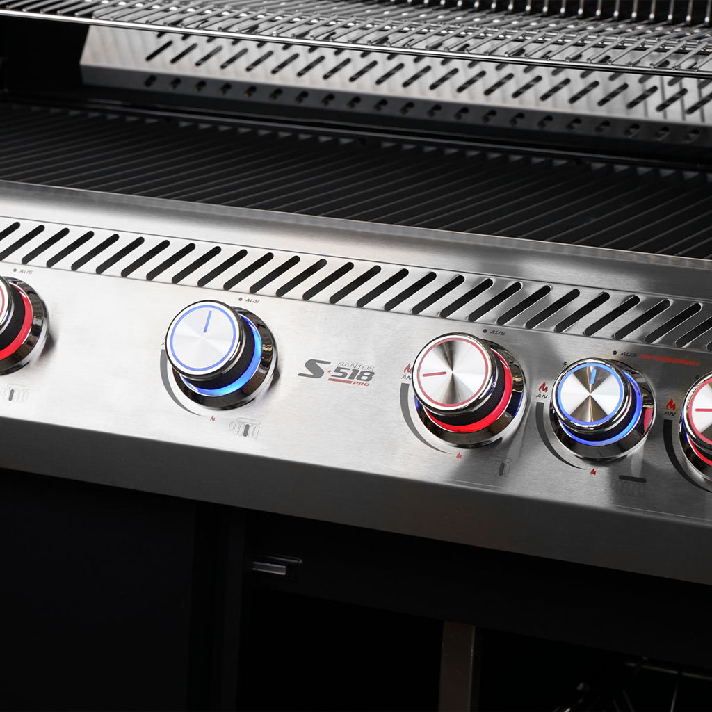 Gassgrill S-518 Pro svart 5 brennere bakbrenner bakside