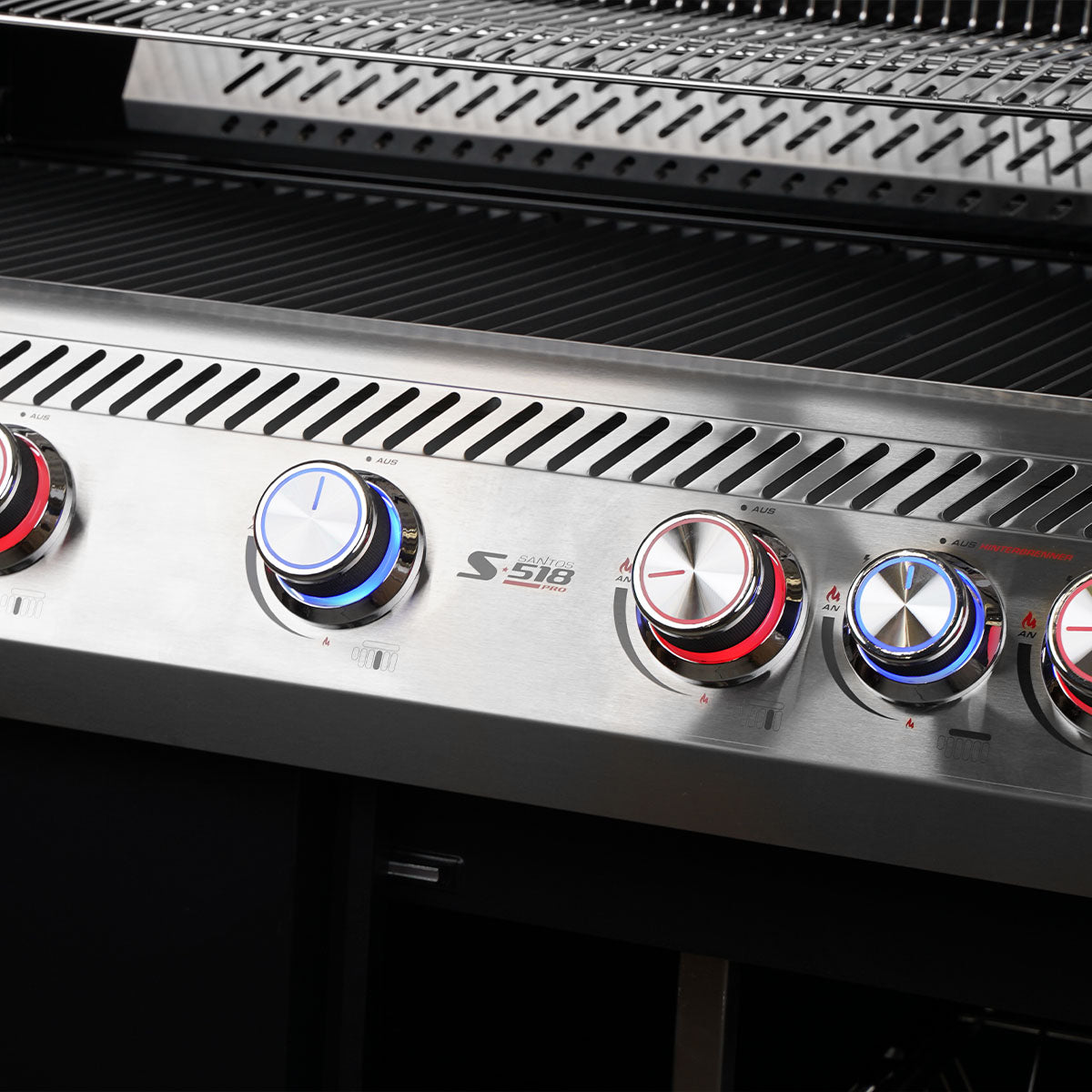 Gassgrill S-518 Pro svart 5 brennere bakbrenner bakside