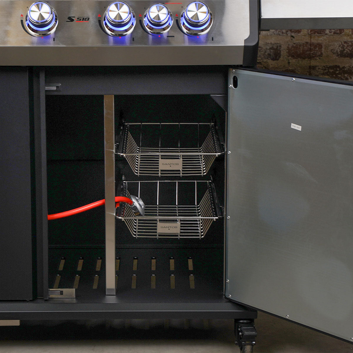Detalj av Gassgrill S-518 Pro svart 5 brennere bakbrenner