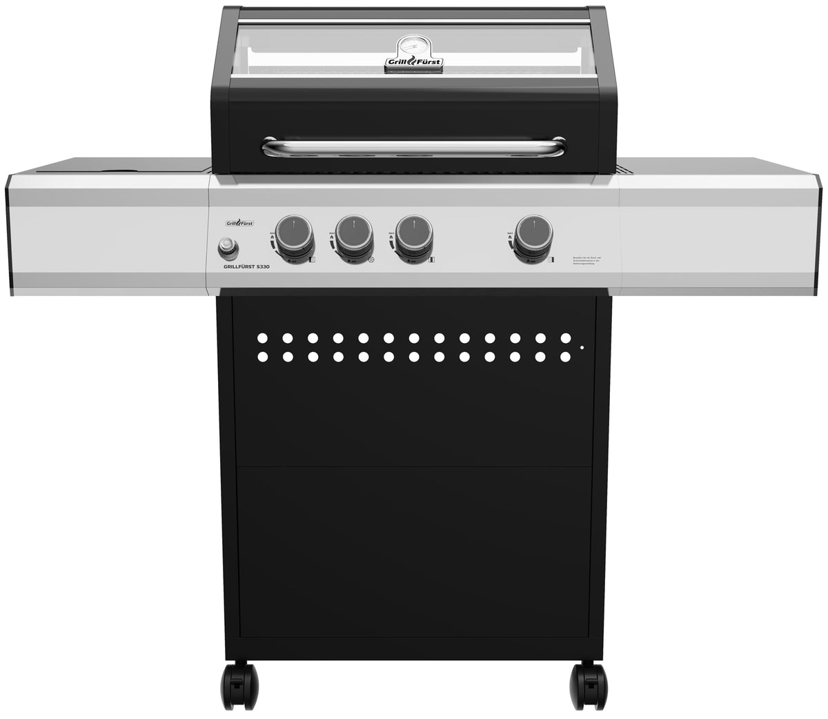 Gassgrill S330G bakside med hjul og understell