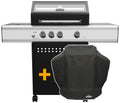 Gassgrill S330G 3 brennere sidebrenner støpejernsrist inkl. grilltrekk forfra