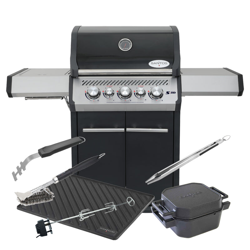Gassgrill SANTOS S-418 3 brennere støpejernsrist forfra