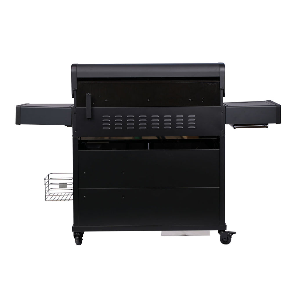 Gassgrill Santos S-518 PRO All Black 5 brennere støpejernsrist sidepanel